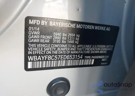 2014 BMW Alpina B7 xDrive из США, поврежденный, VIN WBAYF8C57ED653154